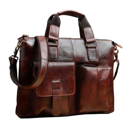 wine Attache Portfolio Leather Laptop Bag For Men - skyjackerz