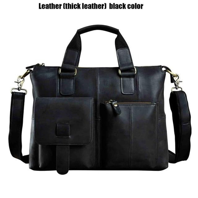 crazyhorse black Attache Portfolio Leather Laptop Bag For Men - skyjackerz