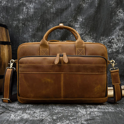Light Brown1(40cm) Matthew Leather Laptop Bag For Men - skyjackerz