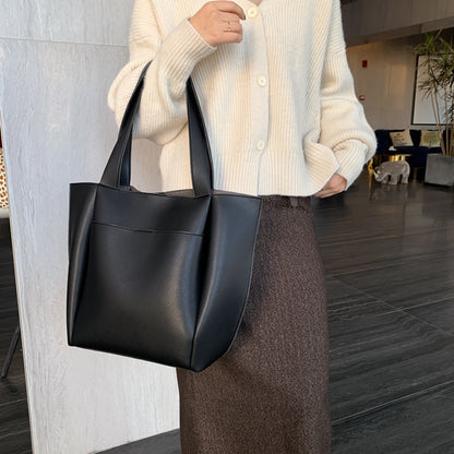 Brown Women's Leather Shoulder Bag - Classic Plain Handbag - skyjackerz