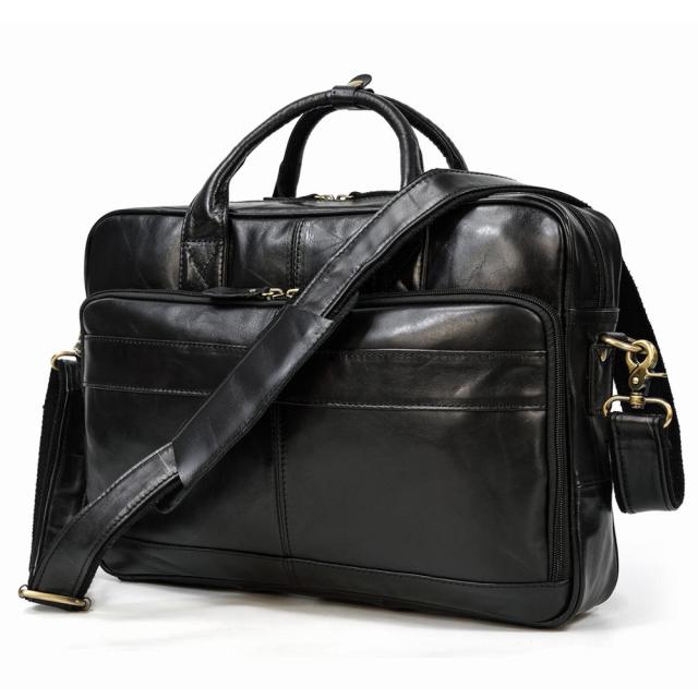 Black(40cm) Matthew Leather Laptop Bag For Men - skyjackerz