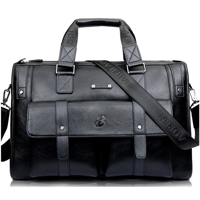 Black L Wellvo Leather Laptop Bag - skyjackerz
