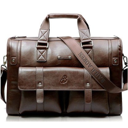 Light brown L Wellvo Leather Laptop Bag - skyjackerz