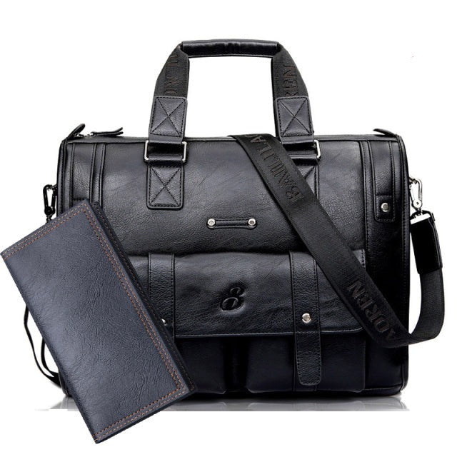 Black set M Wellvo Leather Laptop Bag - skyjackerz
