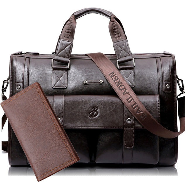 Dark brown set L Wellvo Leather Laptop Bag - skyjackerz