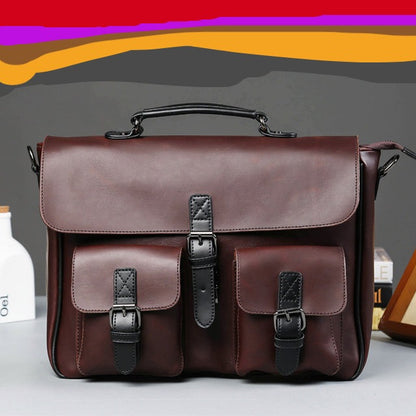 Coffee B Wellvo Leather Laptop Bag - skyjackerz