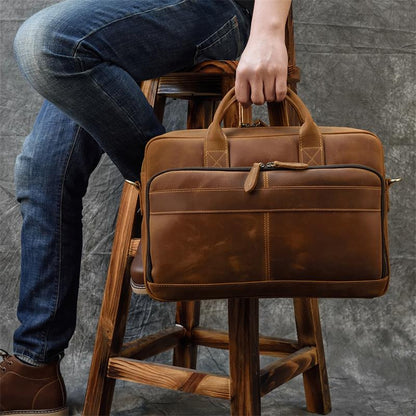 Light Brown1(40cm) Matthew Leather Laptop Bag For Men - skyjackerz