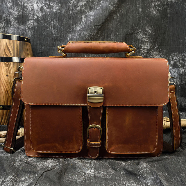 Design3 Light Brown Matthew Leather Laptop Bag For Men - skyjackerz