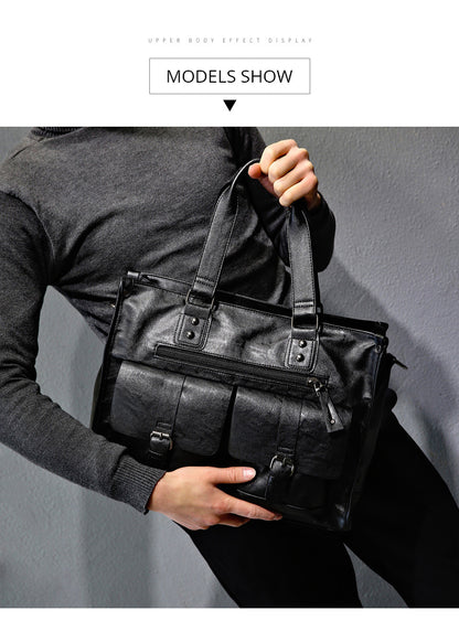 Default Title Croc Leather Laptop Bag For Men - skyjackerz