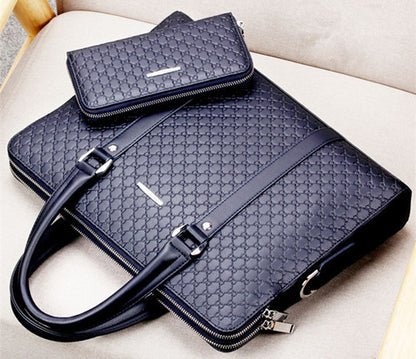 Blue with Wallet Brain Leather Laptop Bag For Men - skyjackerz