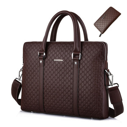 Brown with Wallet Brain Leather Laptop Bag For Men - skyjackerz