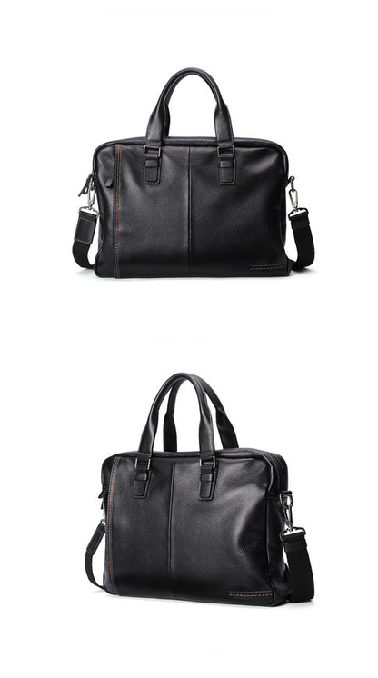 Plain Black Leather Laptop Bag For Men - skyjackerz