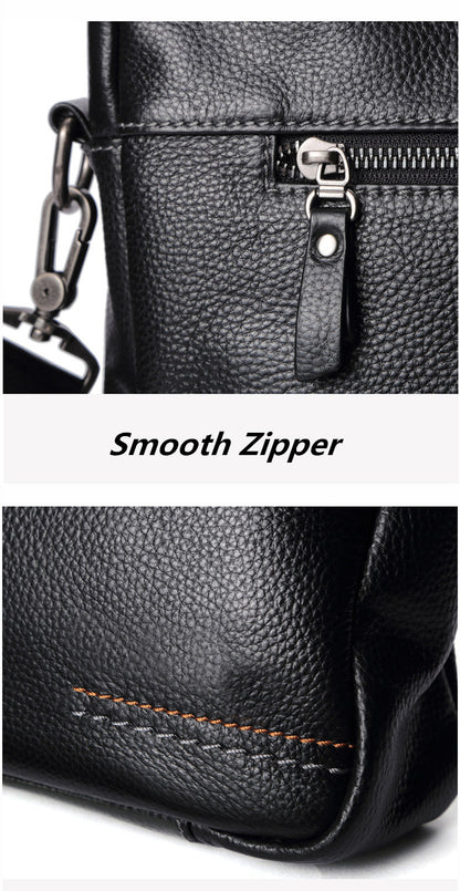 Default Title Plain Black Leather Laptop Bag For Men - skyjackerz