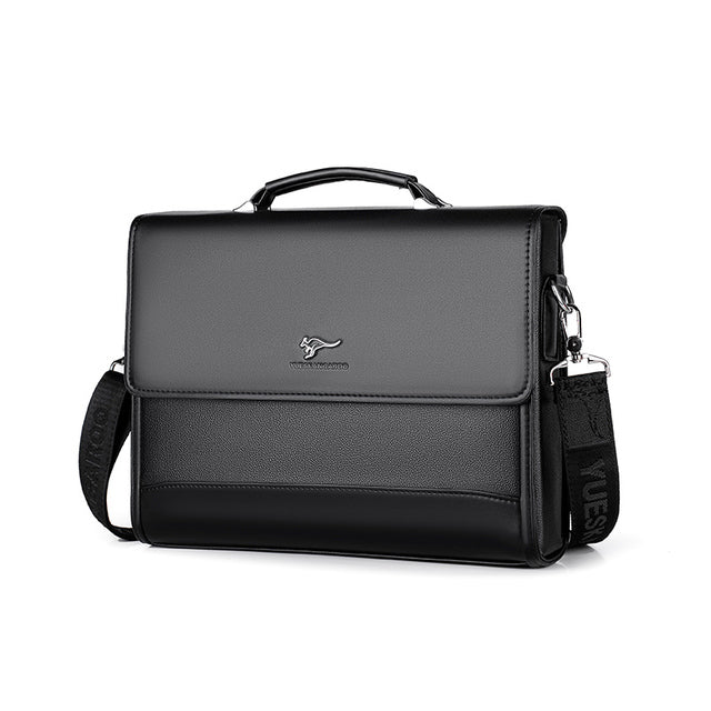 Black Davis Leather Laptop Bag For Men - skyjackerz