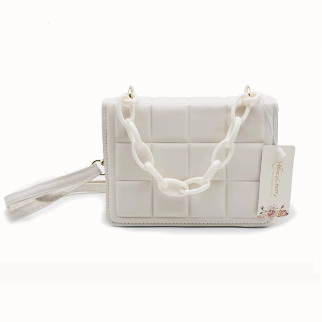 Beige White Plaid Crossbody Bag For Ladies - skyjackerz