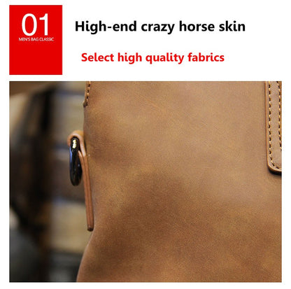 Crazy horse Leather Laptop Bag For Men - skyjackerz