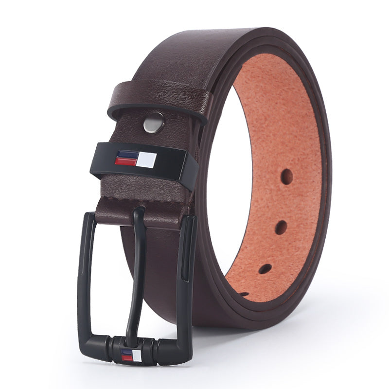 Coffee-V1 / 125 cm Men's Alloy Square Buckle Belt - skyjackerz