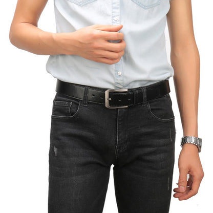 Black-BK / 90 Men's Classic Stitched Leather Belt - skyjackerz