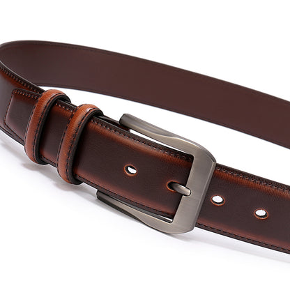 Black-BK / 90 Men's Classic Stitched Leather Belt - skyjackerz