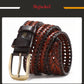 Red-Black / 100 cm Men's Braided Genuine Leather Belt - skyjackerz